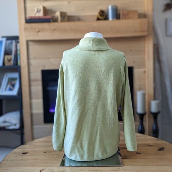 Alia Petite green knit half cowl collar long sleeve sweater size PM/M - Picture 4 of 9